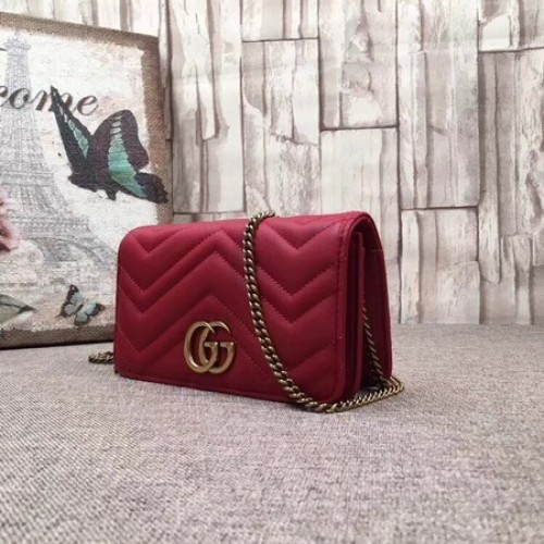 Geantă mini Gucci GG Marmont din catifea brodată 488426 Roșie