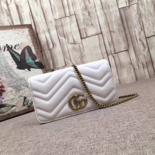 Geantă Gucci GG Marmont Mini 488426 Albă