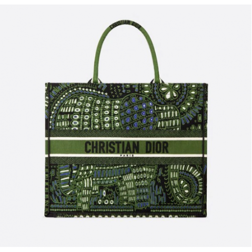 GEANTĂ DIOR VERDE CU BRODERE ȘI ANIMALE DIOR M55E