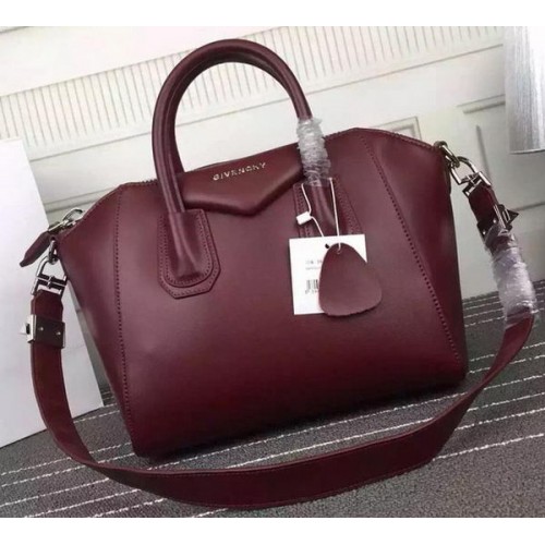 Geantă Givenchy Antigona din piele de vițel G66552 Burgundy