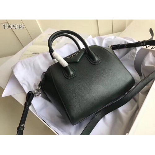Geantă mică Antigona Givenchy din piele de vițel granulată BB0511 Verde negricios