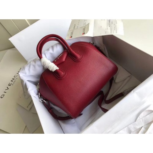 Geantă mică Antigona din piele de vițel granulată Givenchy BB0511 Burgundy