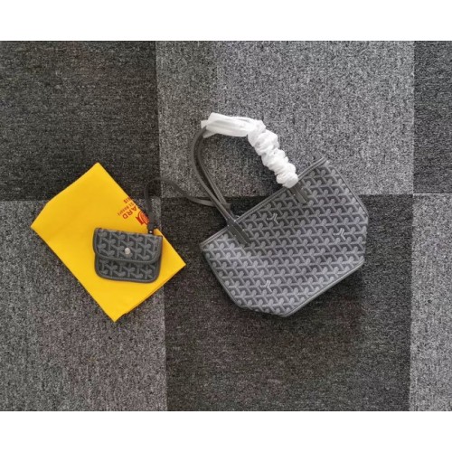 Geantă mini tote din piele de vițel Goyard 6782 gri