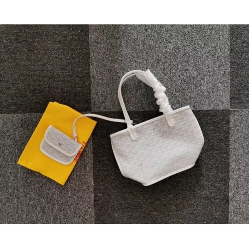 Geantă mini tote din piele de vițel Goyard 6782 gri deschis