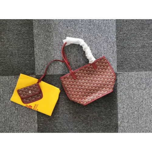 Geantă mini tote din piele de vițel Goyard 6782 Wine