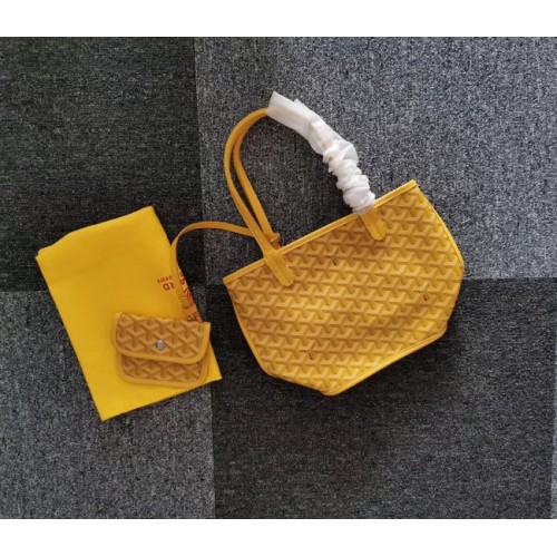 Geantă mini tote din piele de vițel Goyard 6782 galbenă