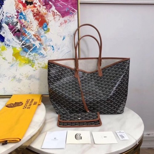 Geantă tote din piele de vițel Goyard 20207 negru și maro