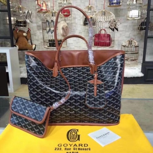 Geantă tote din piele de vițel Goyard 20208 albastru regal și maro