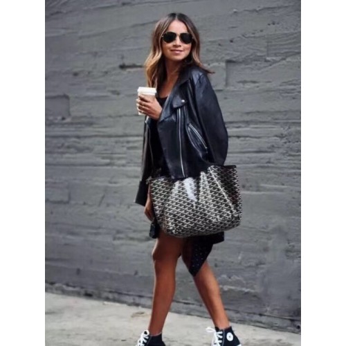 Geantă tote din piele de vițel Goyard 6783 Neagră