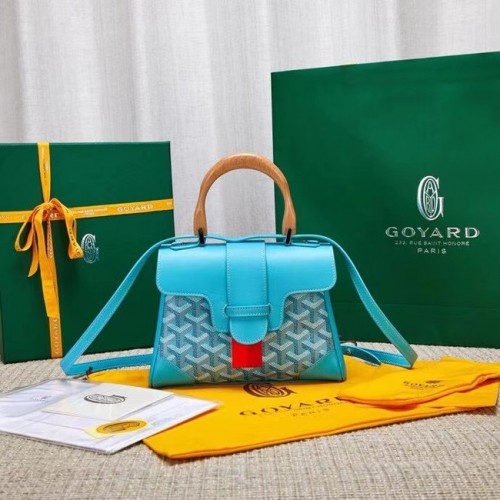 Geantă mini tote Goyard Saigon din piele de vițel 9955 albastru deschis