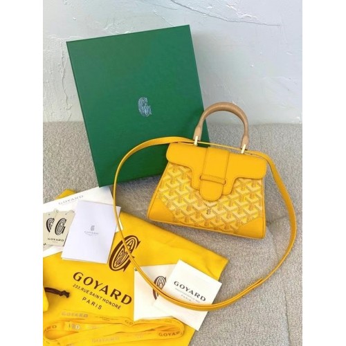 Geantă tote mini Goyard Saigon din piele de vițel 9955 galbenă