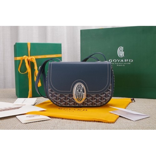 Geantă de umăr din piele de vițel Goyard 9967 albastru închis