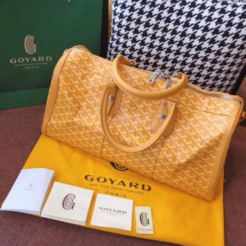 Geantă de călătorie Goyard Canvas 6958 galbenă