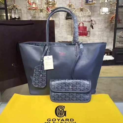 Geantă tote din piele de vițel Goyard Y Doodling 7901 Albastru închis