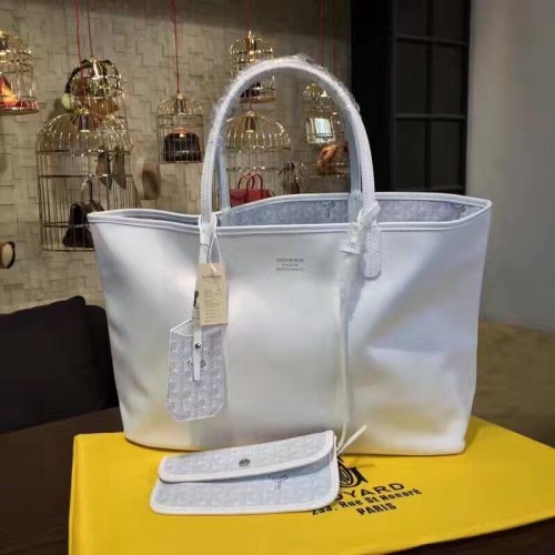 Geantă tote din piele de vițel Goyard Y Doodling 7901 Alb-gălbui
