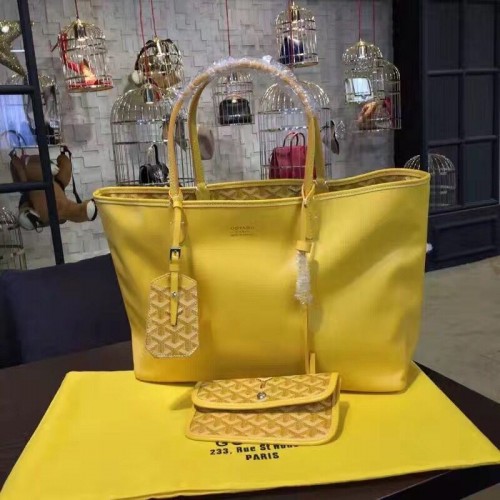 Geantă tote din piele de vițel Goyard Y Doodling 7901 Galbenă