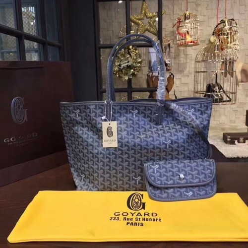 Geantă tote din piele de vițel Goyard Y Doodling A36987 albastră