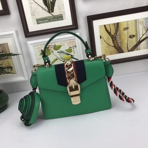 Geantă mini Gucci Sylvie Lather 470270 Verde