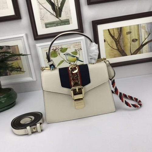 Gucci Sylvie Lather mini Geantă 470270 OffWhite