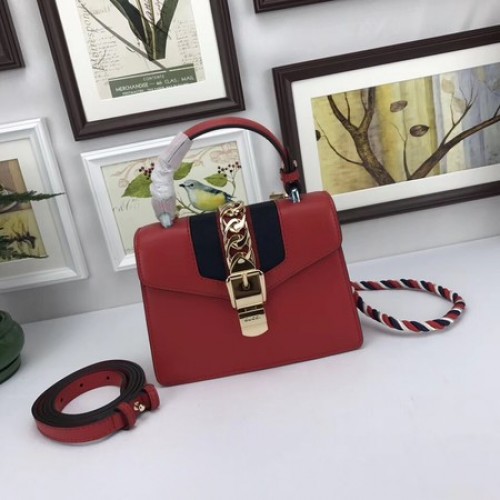 Geantă mini Gucci Sylvie Lather 470270 Roșie
