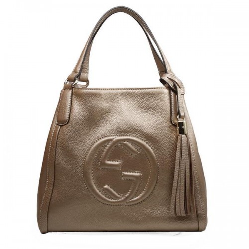 Geantă de umăr din piele Gucci 336751 Soho aurie
