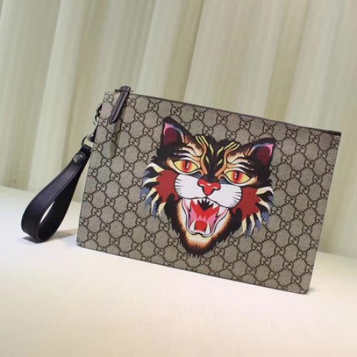 Poșetă Gucci cu imprimeu Angry Cat GG Supreme 473904 Angry Cat
