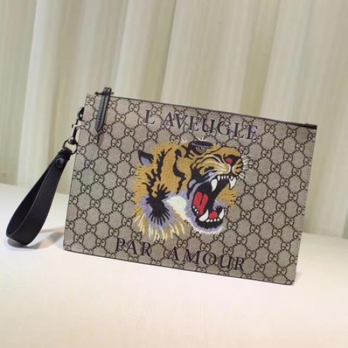 Poșetă Gucci Supreme cu imprimeu de pisică înfuriată 473904 Tiger