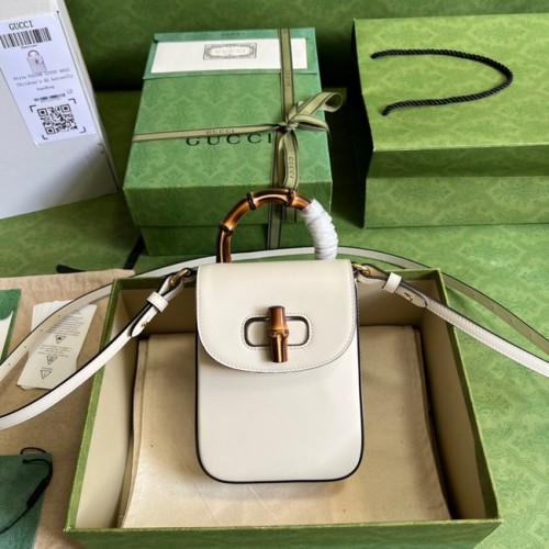 Geantă mini Gucci Bamboo 702106 albă