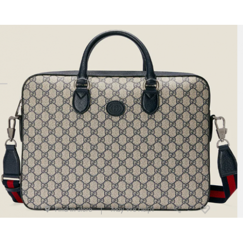 Geantă Gucci Business cu sistem de închidere interconectat G 674140 Albastră