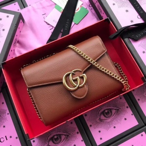 Geantă de umăr din piele de vițel Gucci 401232 Cafea