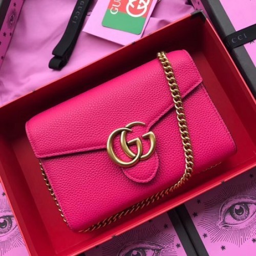 Geantă de umăr din piele de vițel Gucci 401232 Piersică