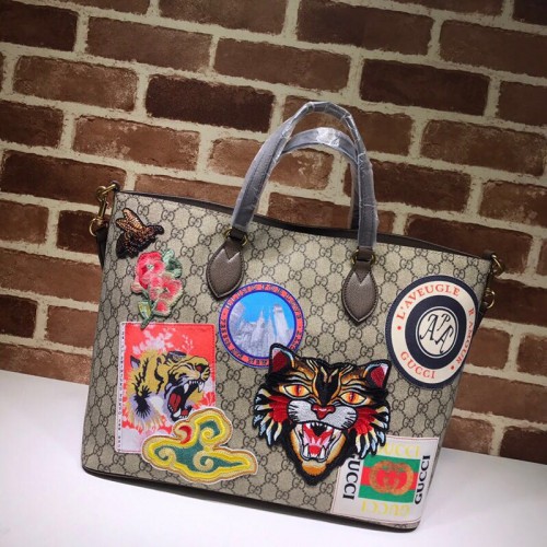 Geantă tote din pânză Gucci 474085 maro