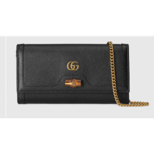 Portofel Gucci Diana cu lanț și bambus 658243 negru