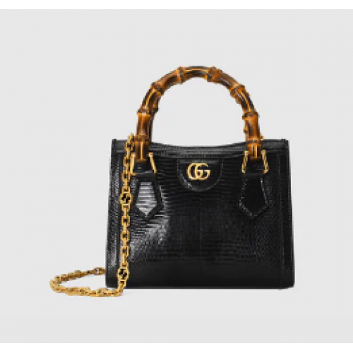 Geantă mini Gucci Diana cu șopârlă 675800 neagră