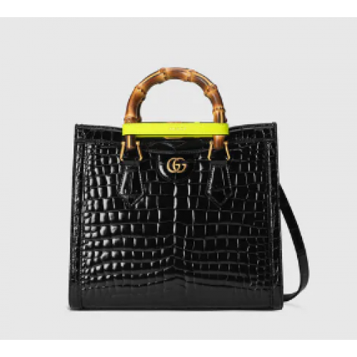 Geantă mică Gucci Diana din piele de crocodil 660195 Neagră