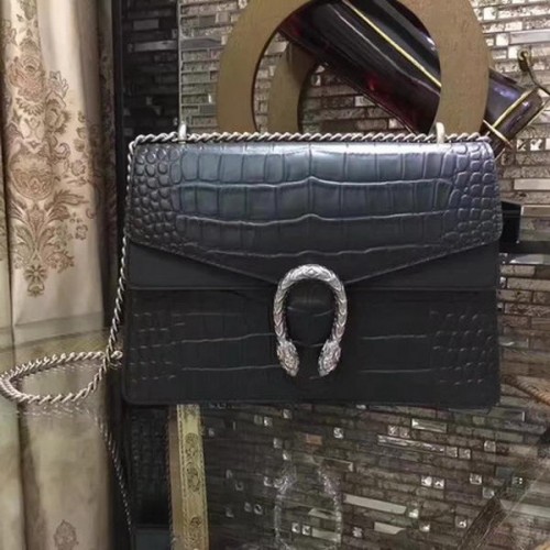 Geantă de umăr Gucci Dionysus Croco din piele 400235 Negru