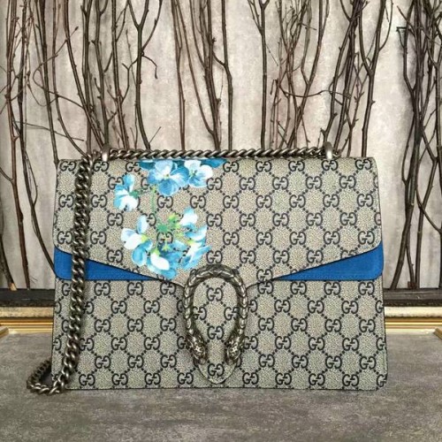 Geantă de umăr Gucci Dionysus GG Canvas 403348 Albastră
