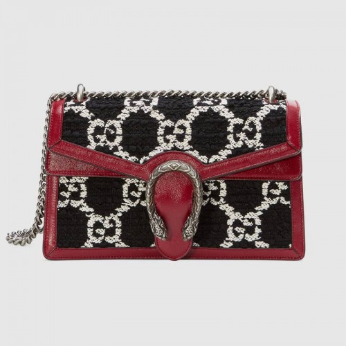 Geantă de umăr Gucci Dionysus GG Original din tweed 400249 neagră