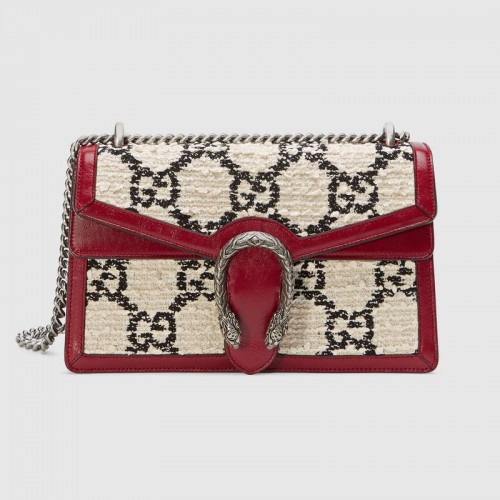 Geantă de umăr Gucci Dionysus GG Original din tweed 400249 albă