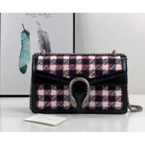 Geantă de umăr Gucci Dionysus GG Original din tweed AS400249 albastră
