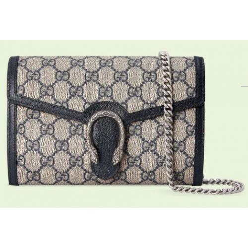 Portofel Gucci Dionysus cu lanț GG 401231 albastru