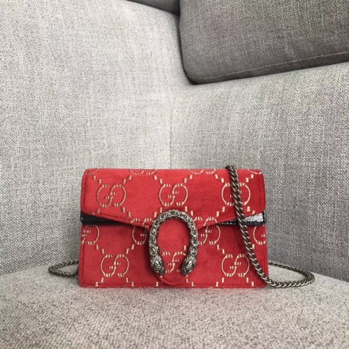 Geantă mini Gucci Dionysus din catifea GG 476432 roșie