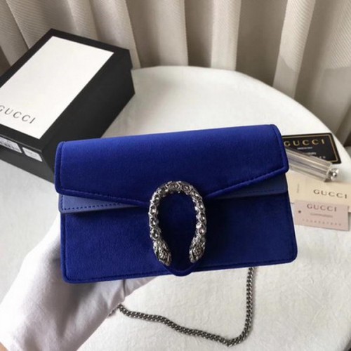 Geantă Gucci Dionysus Velvet Super mini 476432 Albastră