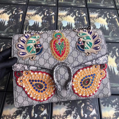 Geantă de umăr medie Gucci Dionysus 403348 gri