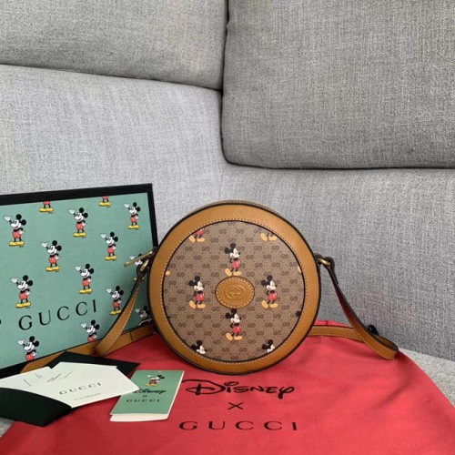Geantă de umăr mică Gucci Disney x Mickey Mouse 603938 Maro