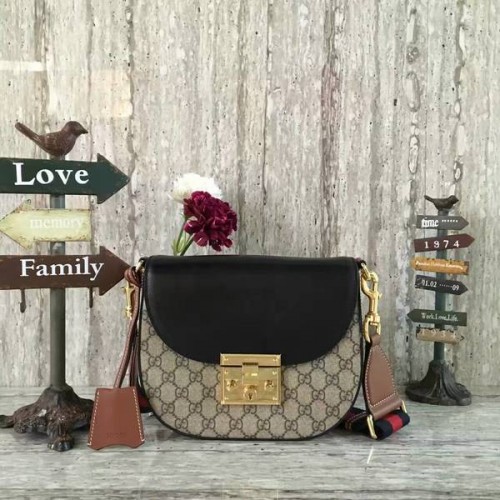 Geantă de umăr Gucci GG Canvas 453189 Negru și maro