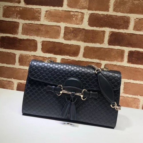 Geantă de umăr din piele Gucci GG 449635 neagră