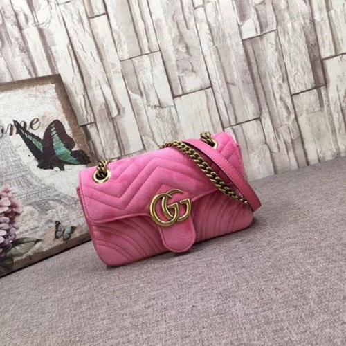 Geantă mini Gucci GG Marmont din catifea brodată 446744T roz