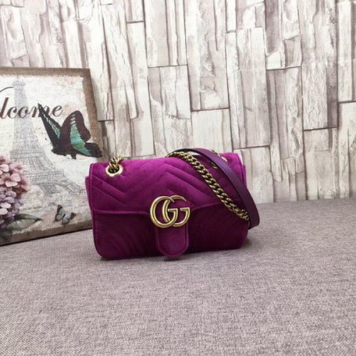 Geantă mini Gucci GG Marmont din catifea brodată 446744T violet