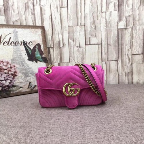 Geantă mini Gucci GG Marmont din catifea brodată 446744T roz